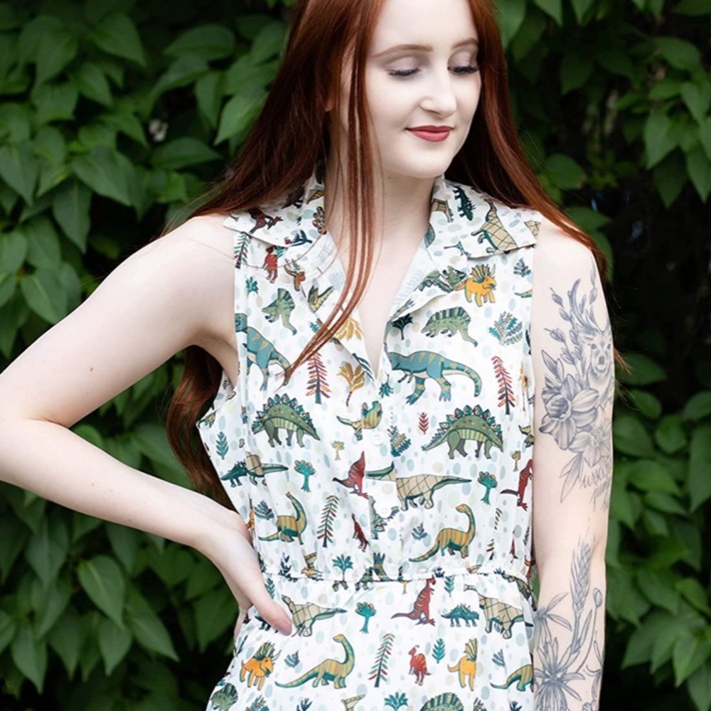Women’s sleeveless dinosaur dress